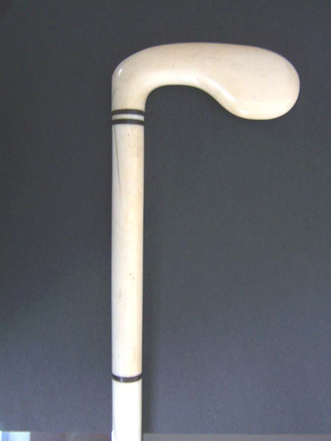 A 19th century ANTIQUE Elephant Ivory Mounted Palmwood Walking Stick